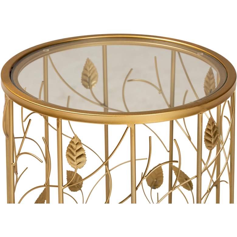 Image 3 Baxton Studio Anaya 15" Wide Brushed Gold Round End Table more views