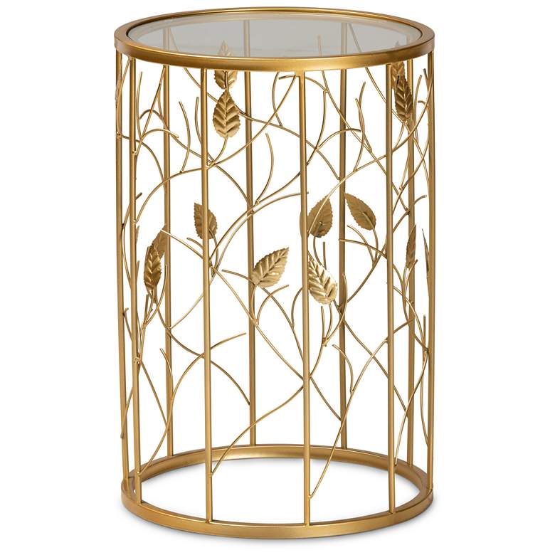 Image 5 Baxton Studio Anaya 15 inch Wide Brushed Gold Round End Table more views