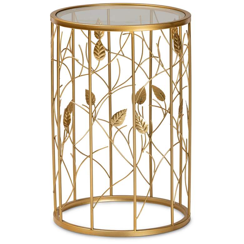 Image 5 Baxton Studio Anaya 15" Wide Brushed Gold Round End Table more views
