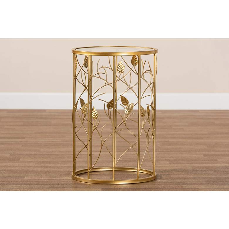 Image 6 Baxton Studio Anaya 15 inch Wide Brushed Gold Round End Table more views