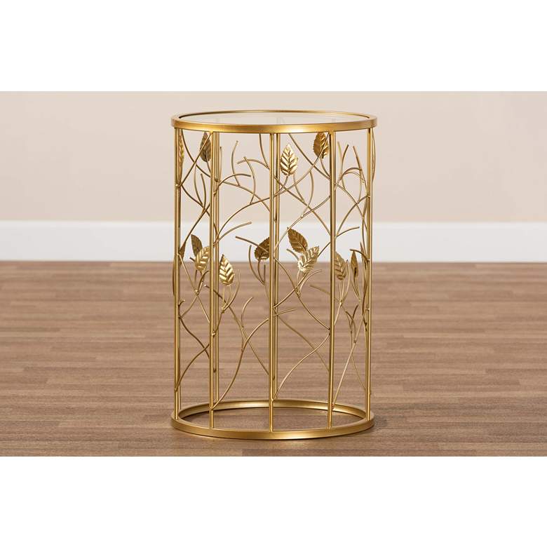 Image 6 Baxton Studio Anaya 15" Wide Brushed Gold Round End Table more views