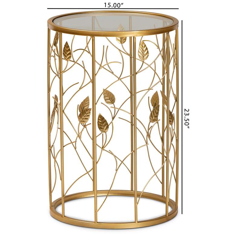 Image 7 Baxton Studio Anaya 15 inch Wide Brushed Gold Round End Table more views