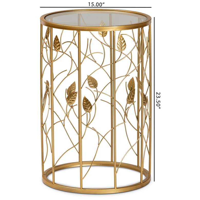 Image 7 Baxton Studio Anaya 15" Wide Brushed Gold Round End Table more views