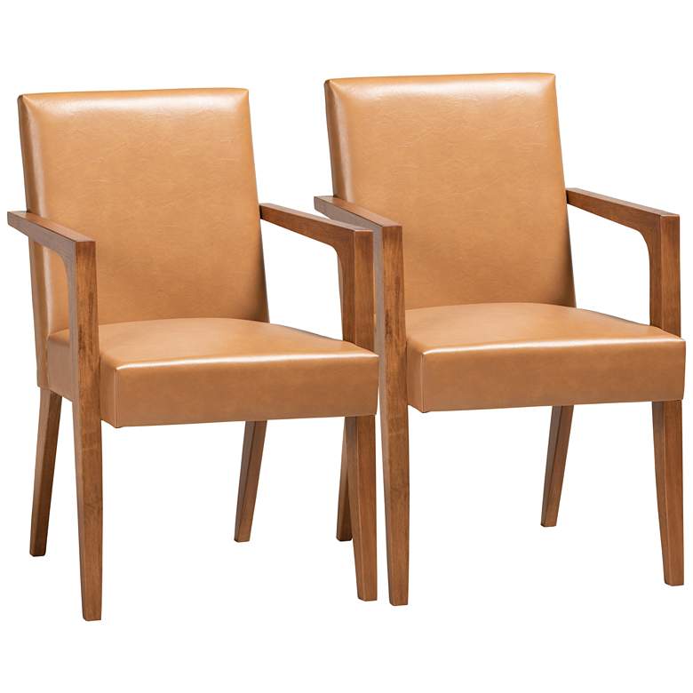 Image 1 Baxton Studio Andrea Tan Faux Leather Armchairs Set of 2