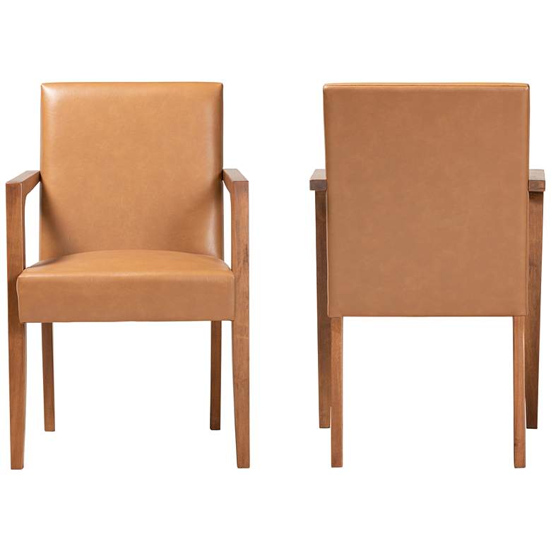 Image 4 Baxton Studio Andrea Tan Faux Leather Armchairs Set of 2 more views