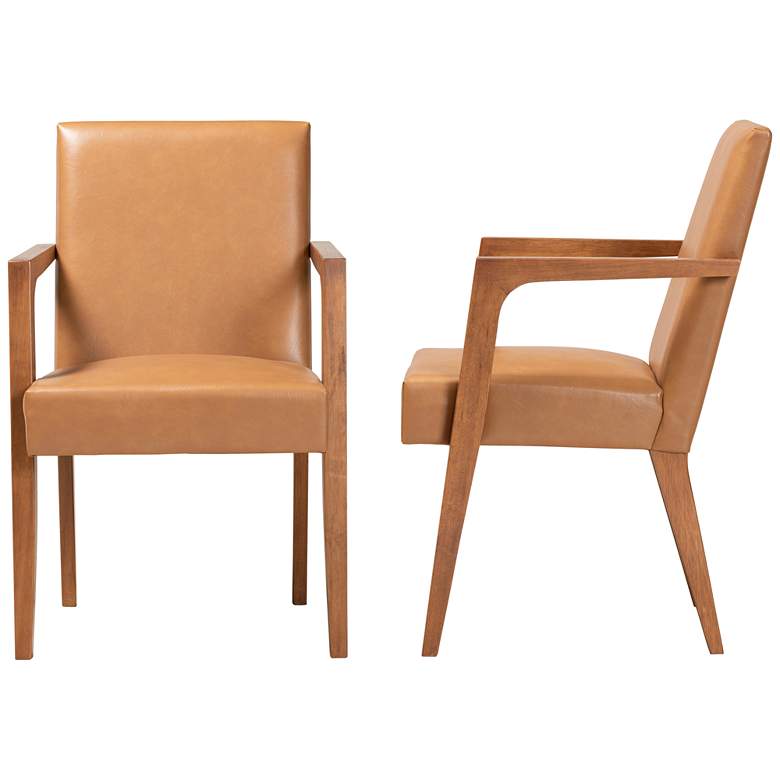 Image 5 Baxton Studio Andrea Tan Faux Leather Armchairs Set of 2 more views