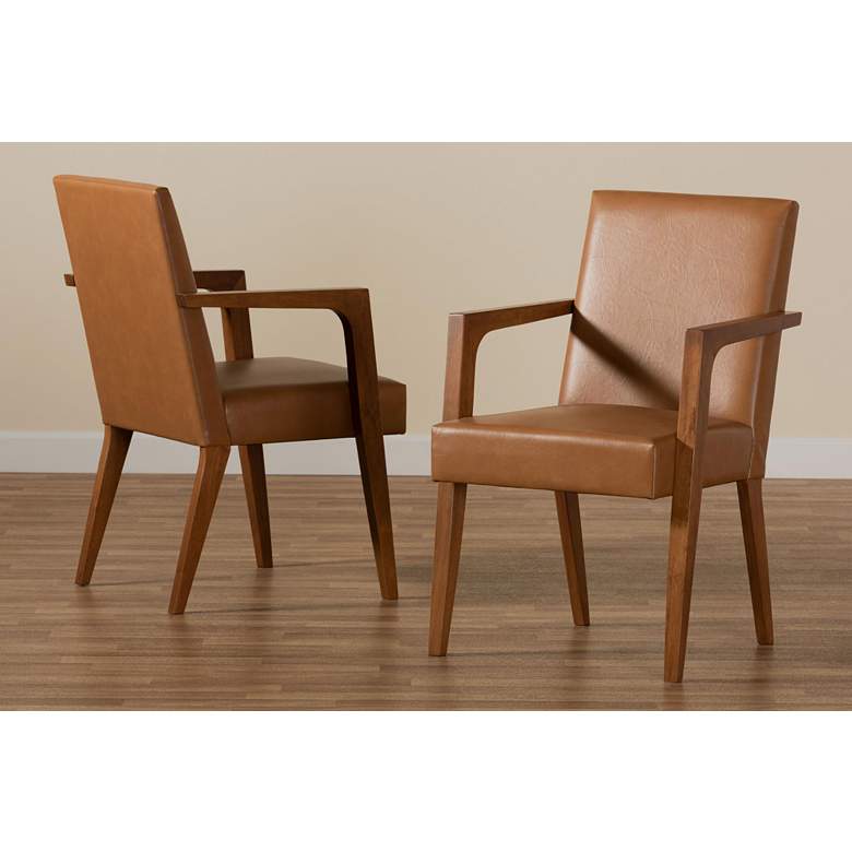 Image 6 Baxton Studio Andrea Tan Faux Leather Armchairs Set of 2 more views