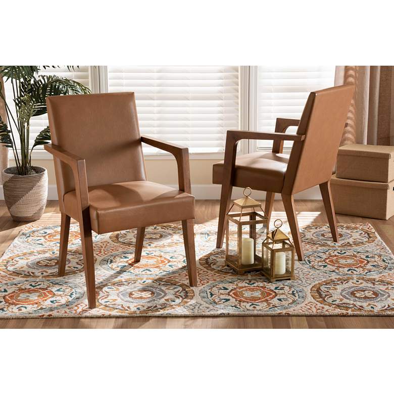 Image 7 Baxton Studio Andrea Tan Faux Leather Armchairs Set of 2 more views
