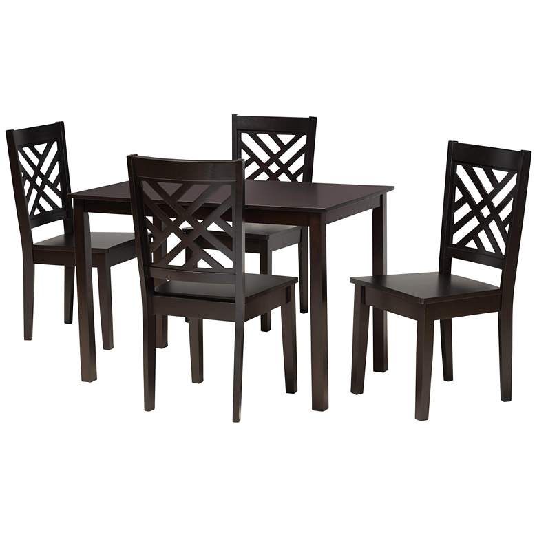 Image 2 Baxton Studio Ani Dark Brown Wood 5-Piece Dining Set