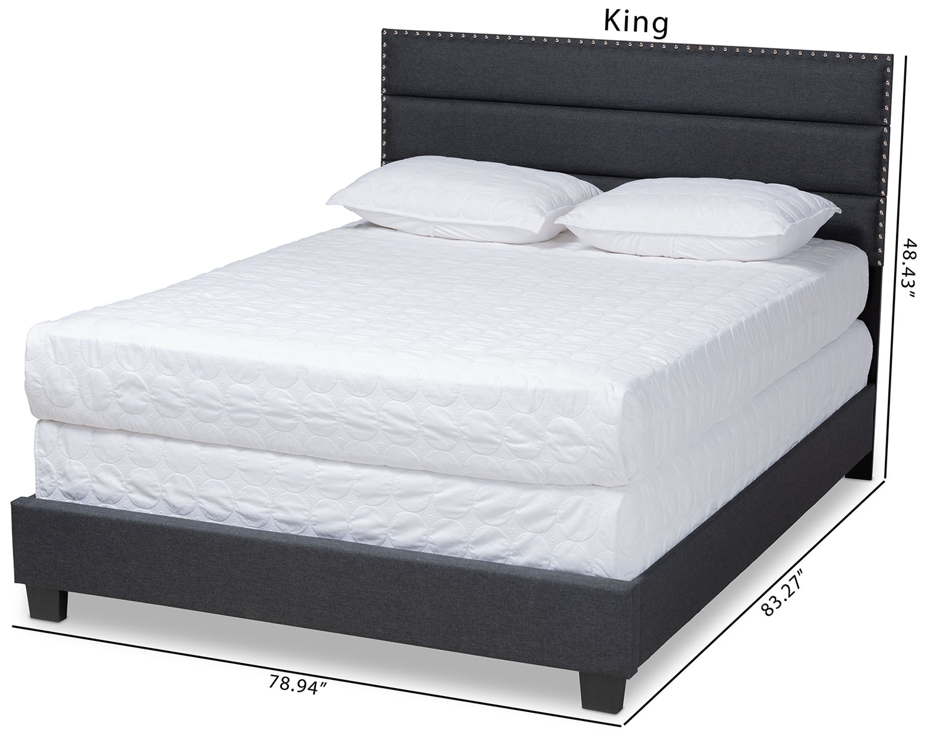 Baxton Studio Ansa Dark Grey Fabric Upholstered Queen Size Bed