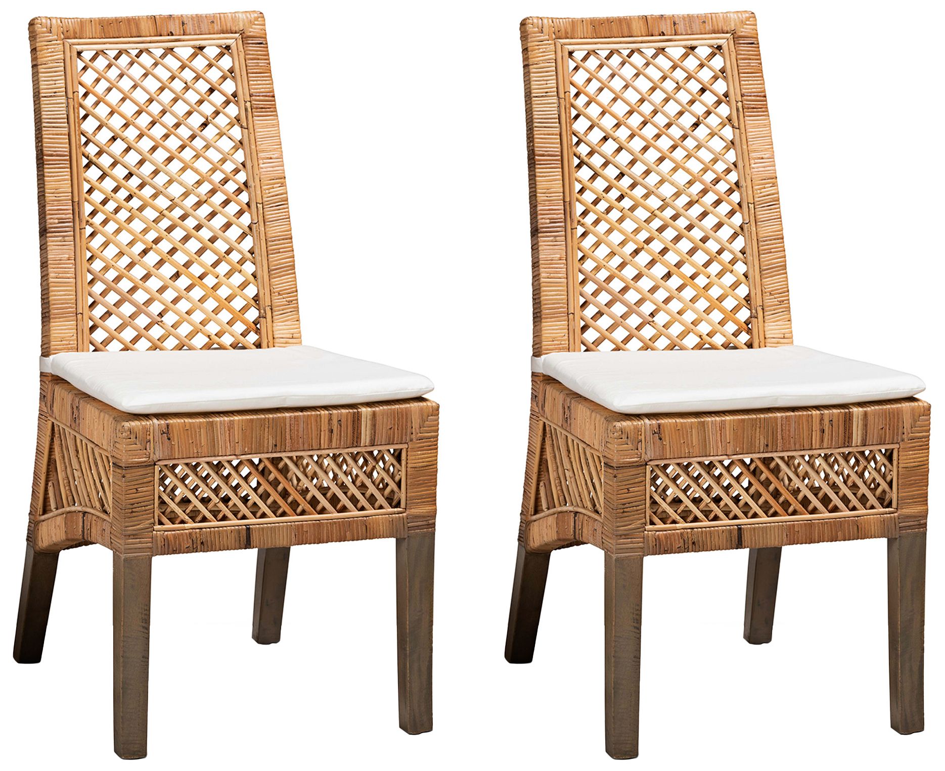 Image 2 Baxton Studio Argos  Natural Brown Rattan 2-Piece Dining Chair Set