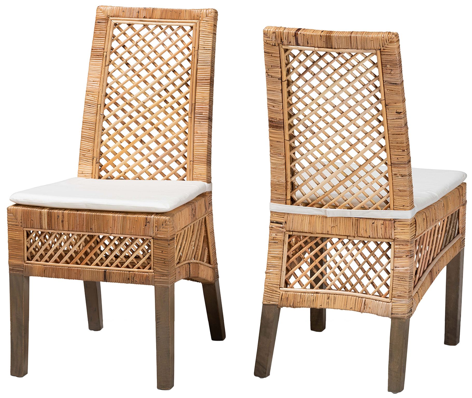 Image 4 Baxton Studio Argos  Natural Brown Rattan 2-Piece Dining Chair Set more views