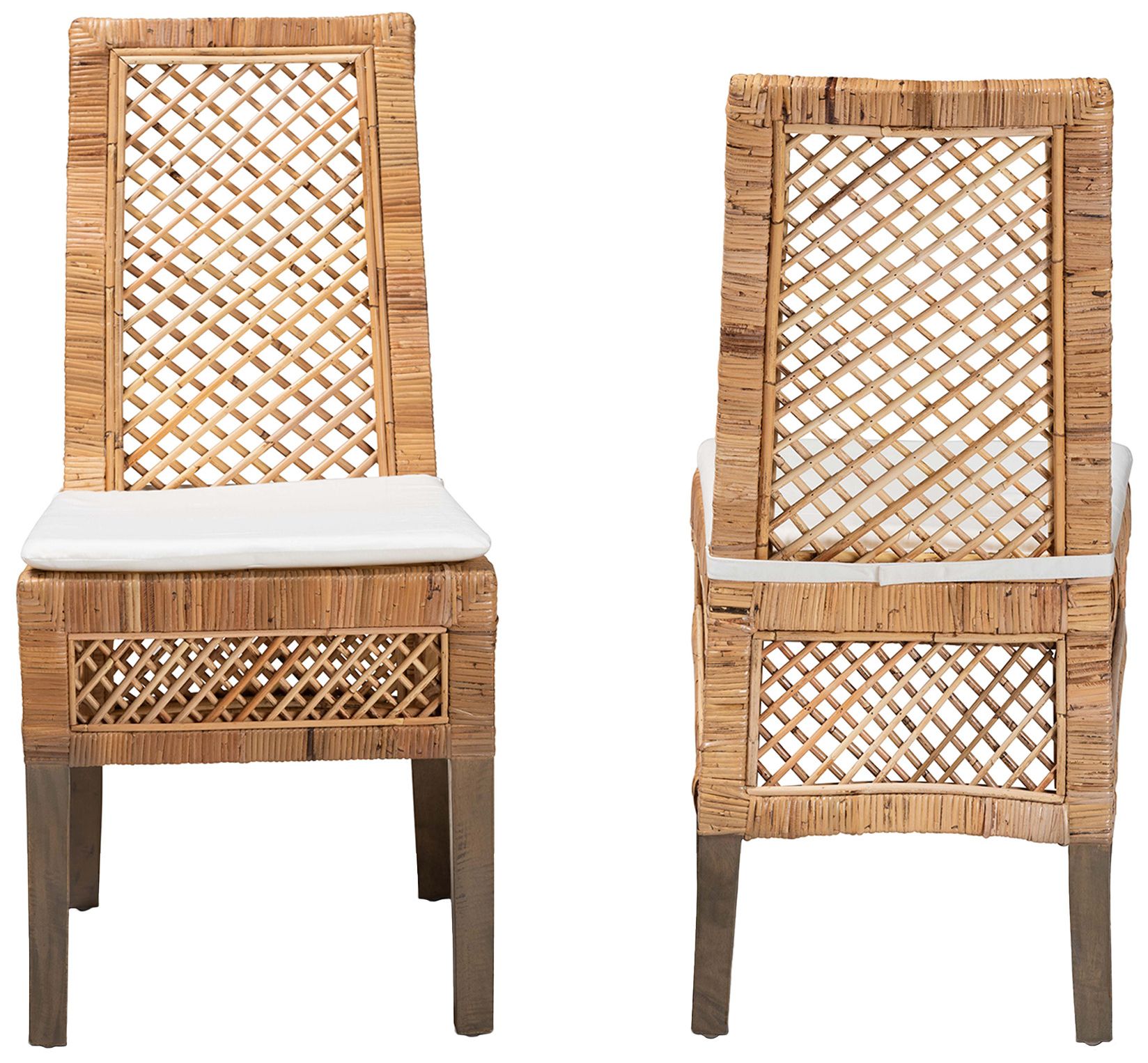 Image 5 Baxton Studio Argos  Natural Brown Rattan 2-Piece Dining Chair Set more views