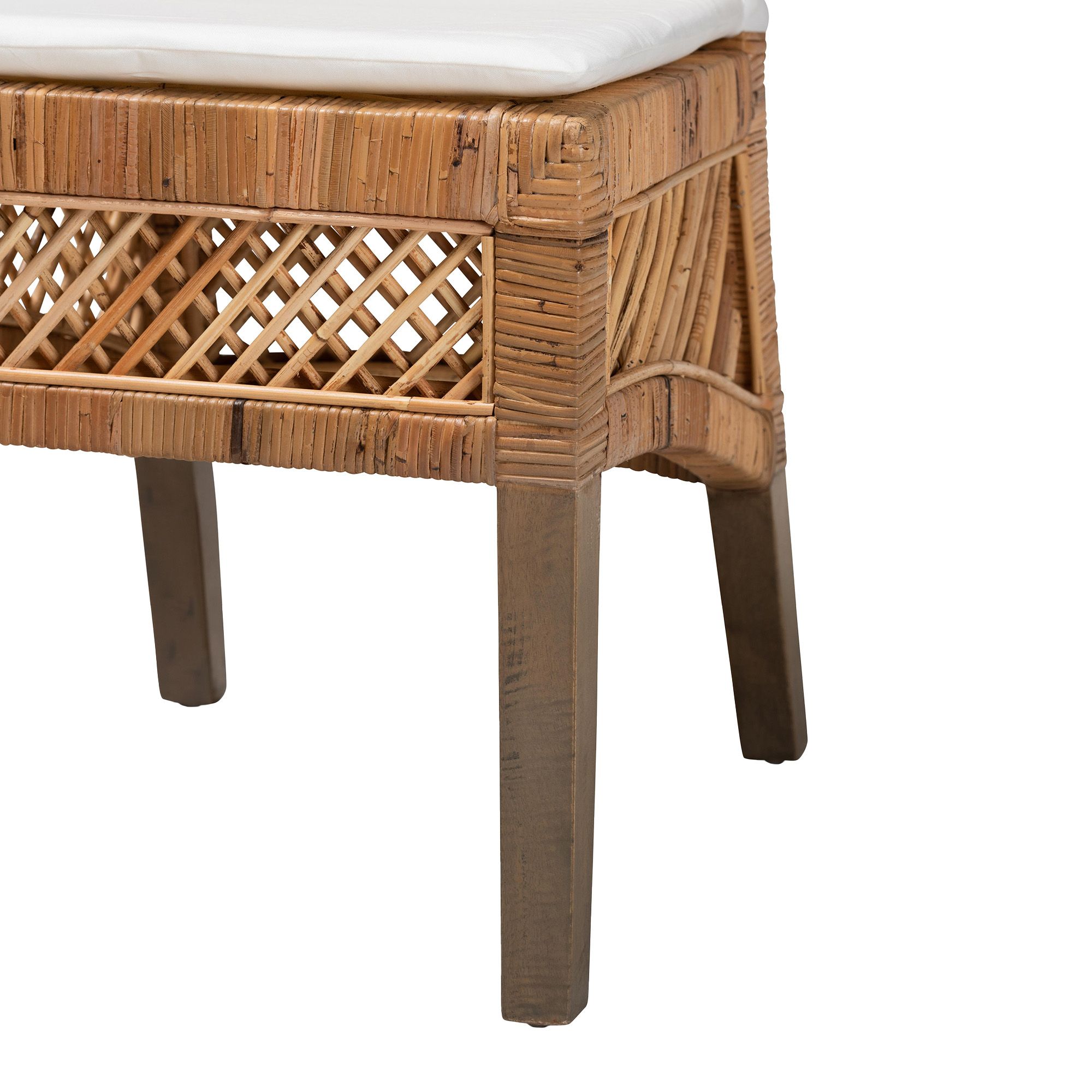 Baxton Studio Argos  Natural Brown Rattan 2-Piece Dining Chair Set