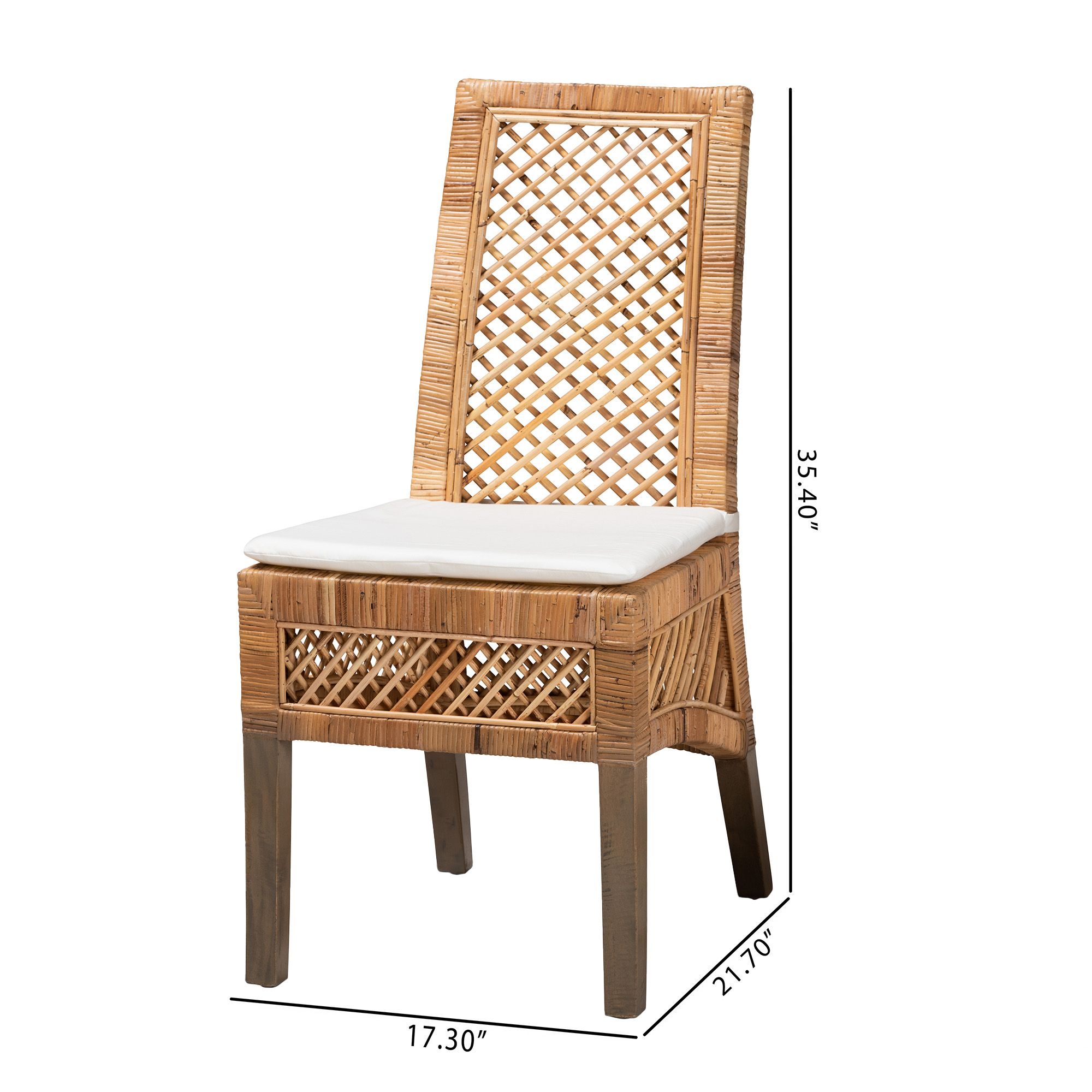 Baxton Studio Argos  Natural Brown Rattan 2-Piece Dining Chair Set
