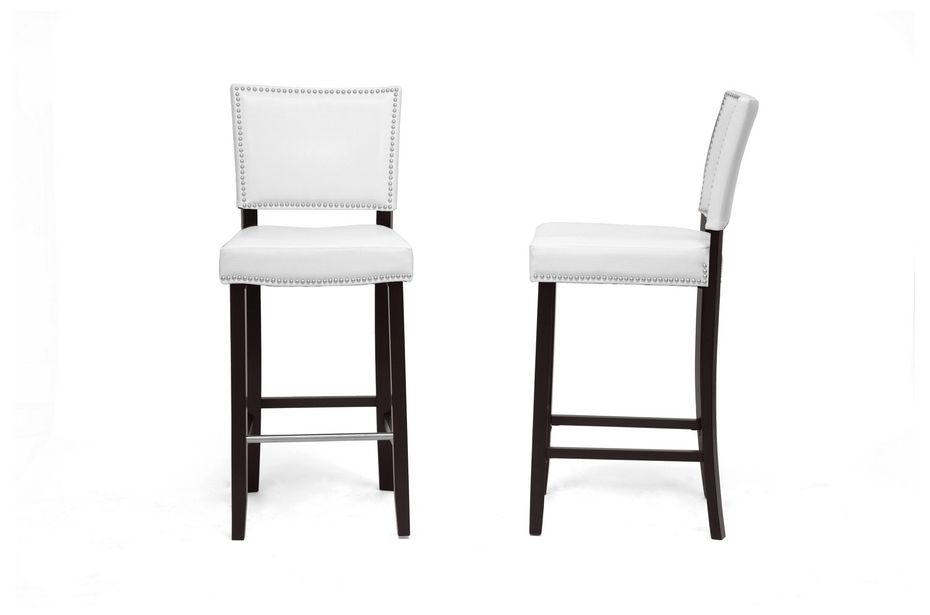 Image 3 Baxton Studio Aries White Modern Bar Stool Set of 2 more views