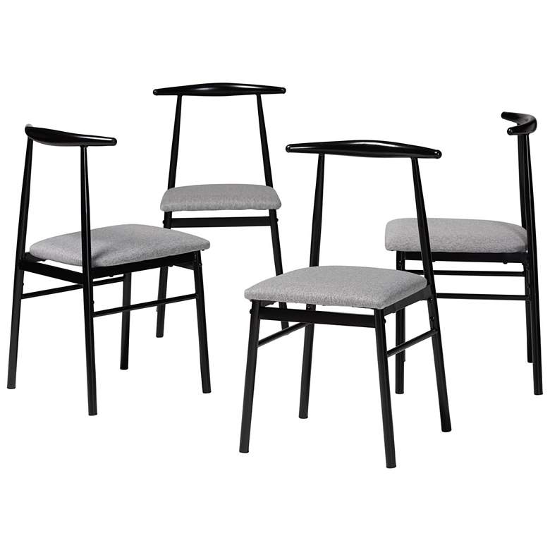Image 1 Baxton Studio Arnold Grey Fabric and Metal 4 Piece Dining Chair Set