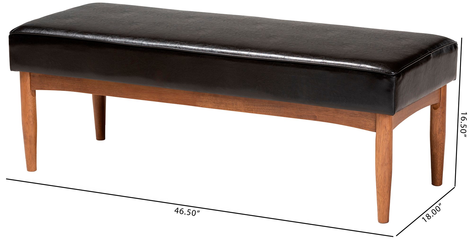 Image 7 Baxton Studio Arvid Dark Brown Faux Leather Upholstered Wood Dining Bench more views