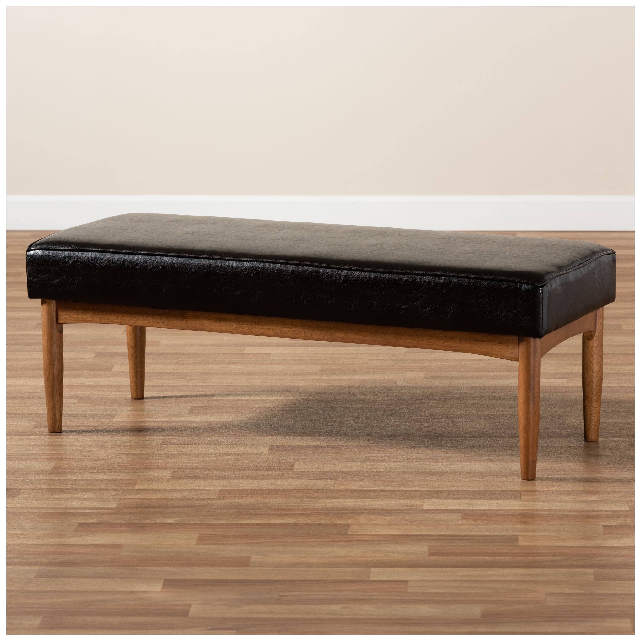 Baxton Studio Arvid Dark Brown Faux Leather Upholstered Wood Dining Bench
