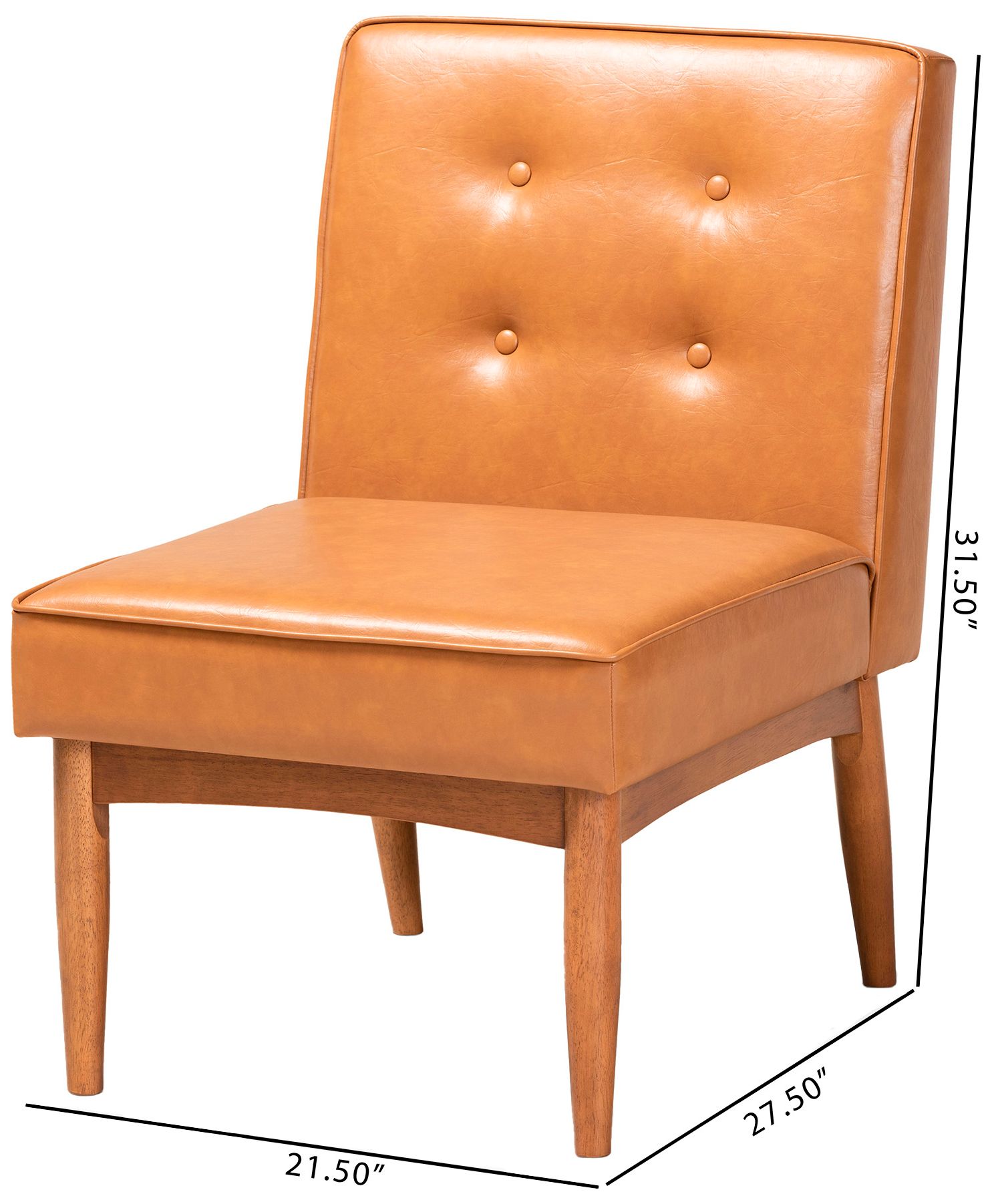 Baxton Studio Arvid Tan Faux Leather Upholstered Wood Dining Chair