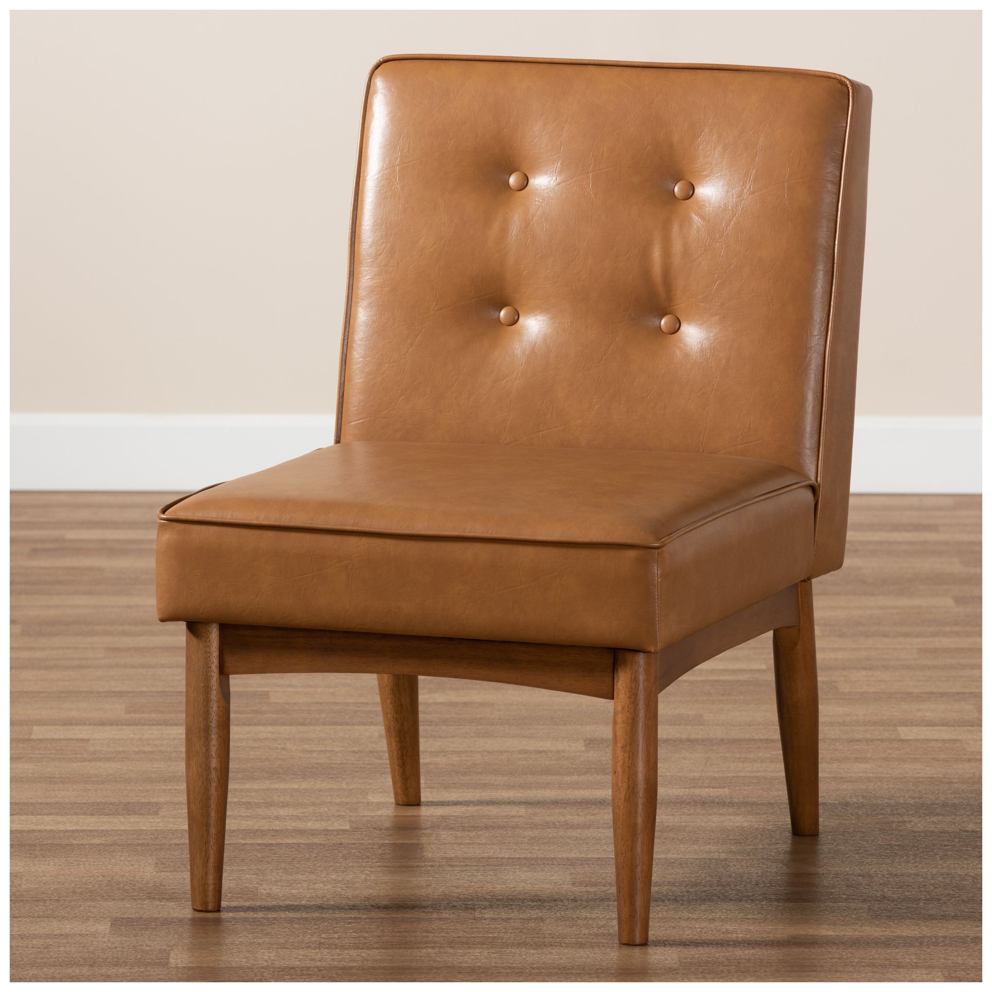 Baxton Studio Arvid Tan Faux Leather Upholstered Wood Dining Chair