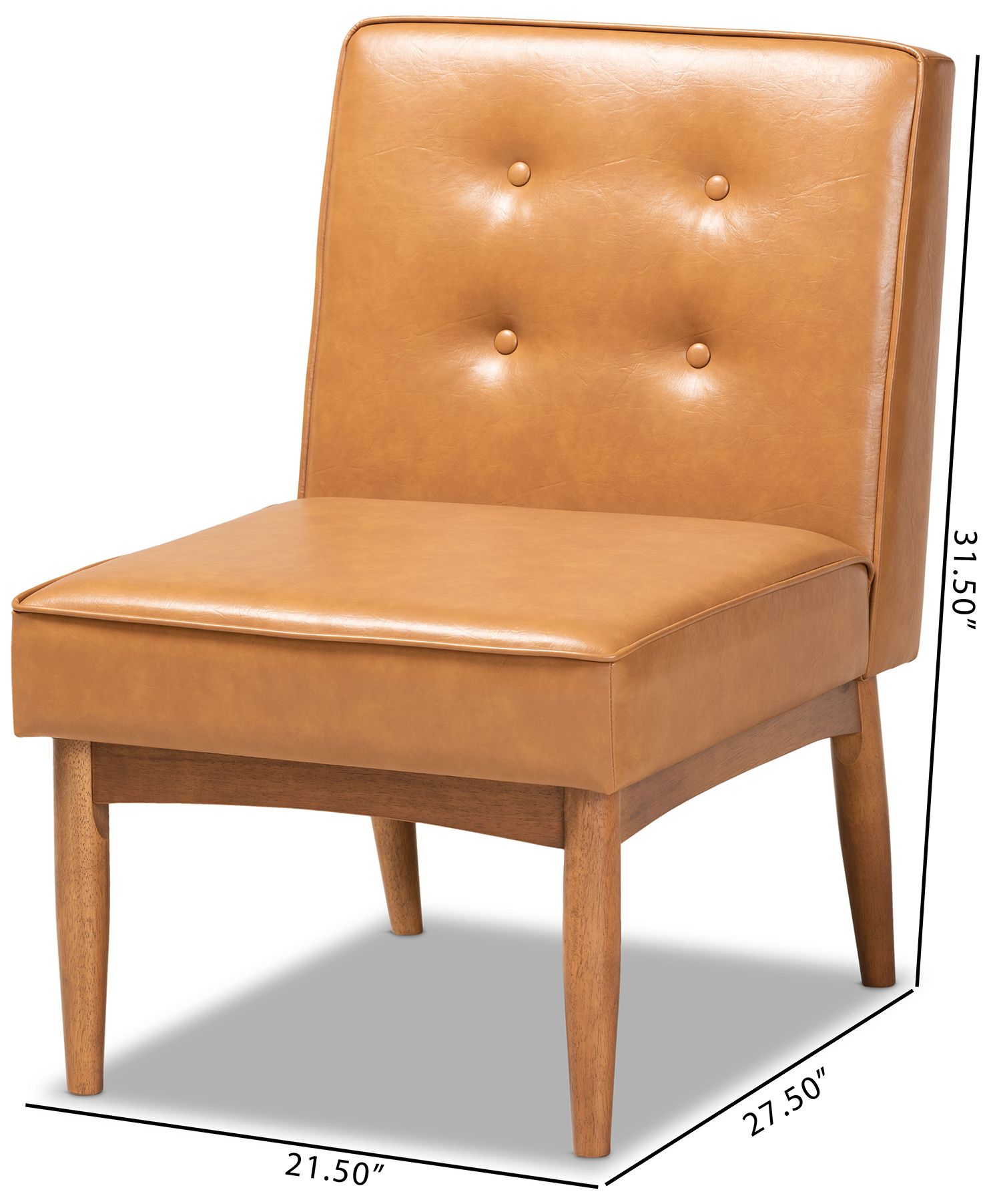 Baxton Studio Arvid Tan Faux Leather Upholstered Wood Dining Chair