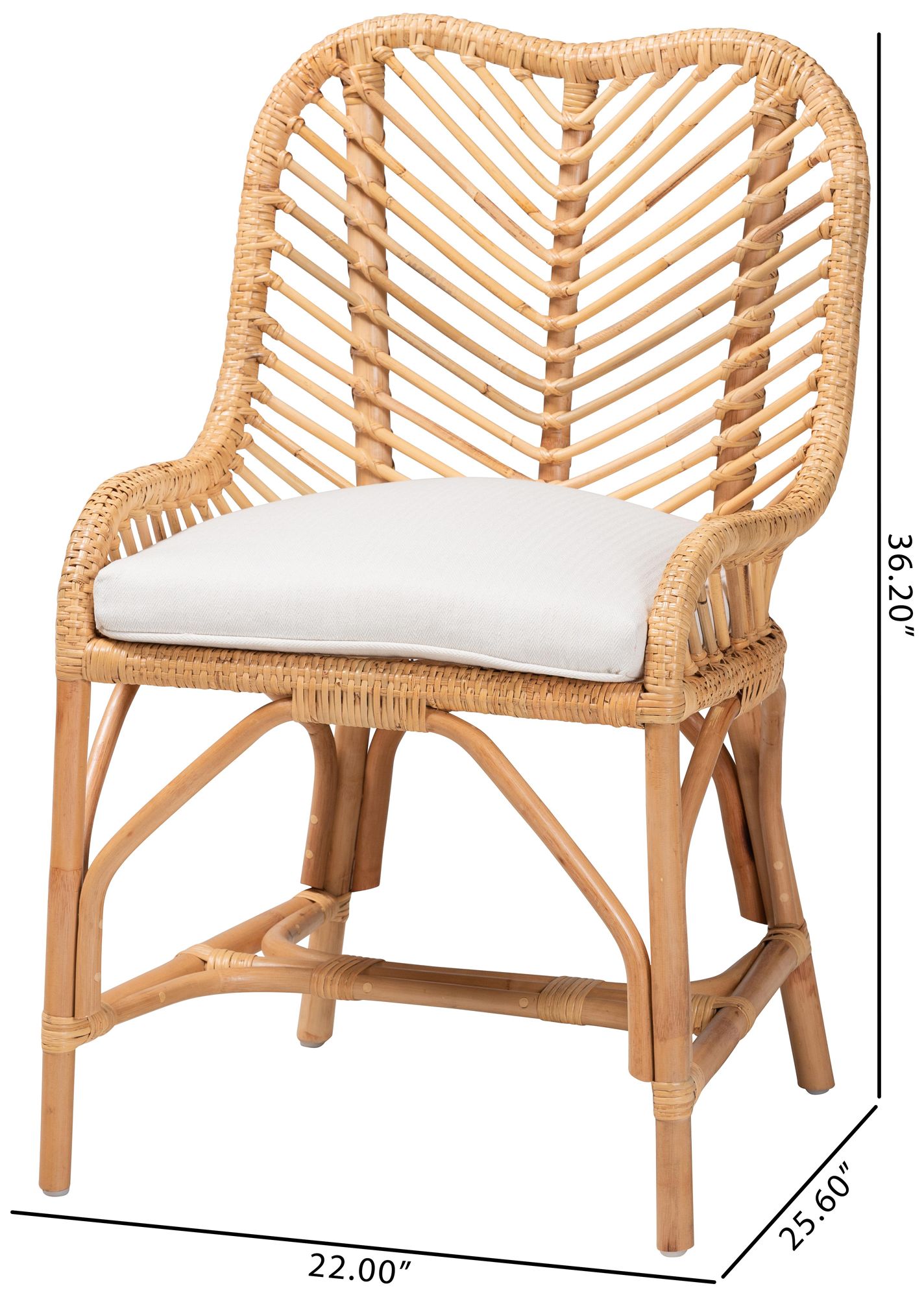 Baxton Studio Arween Natural Brown Rattan Dining Chair