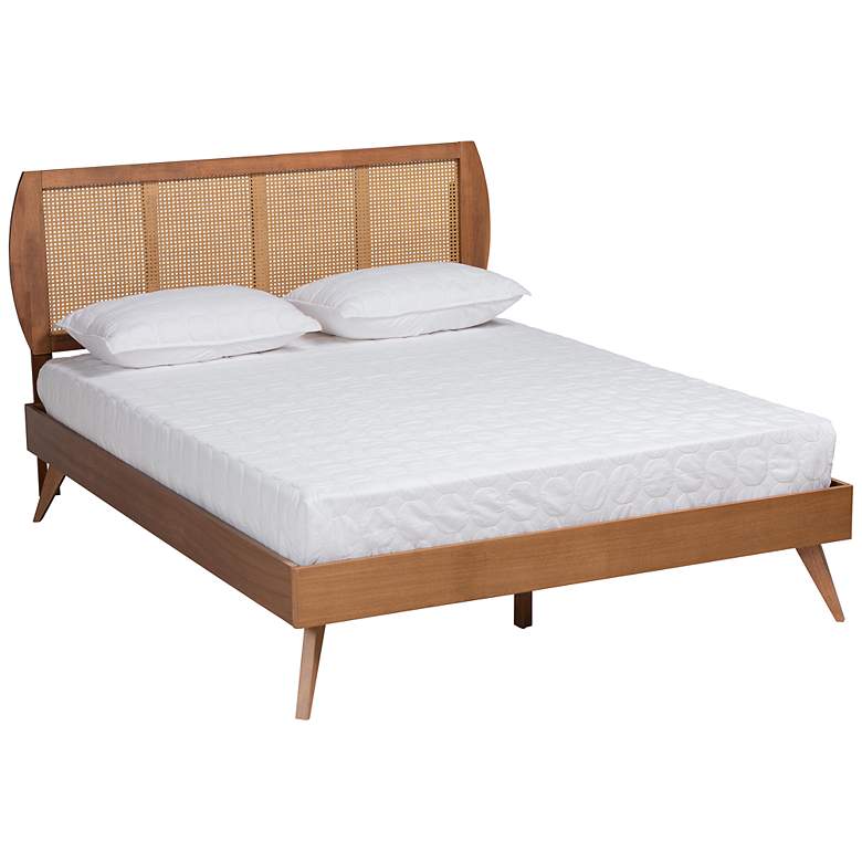 Image 1 Baxton Studio Asami Walnut Brown Wood Full Size Platform Bed