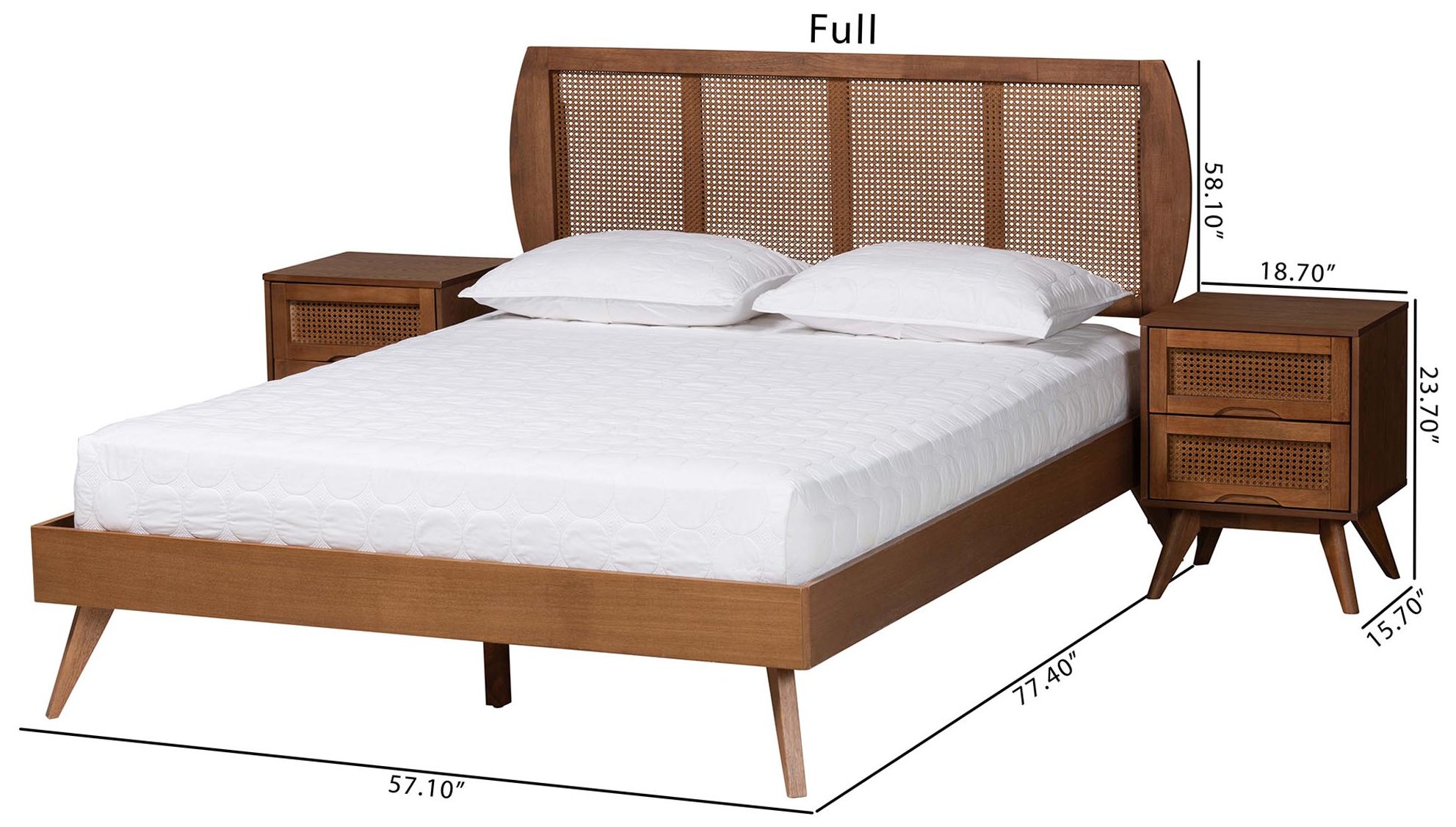 Thumbnail4 of Baxton Studio Asami Wood and Woven Rattan Full Size 3-Piece Bedroom Set more views