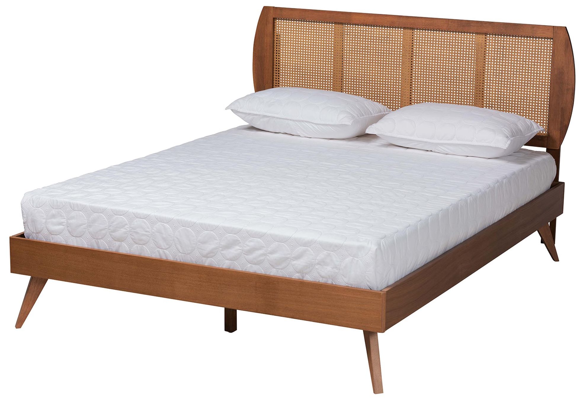 Baxton Studio Asami Wood and Woven Rattan Full Size 3-Piece Bedroom Set