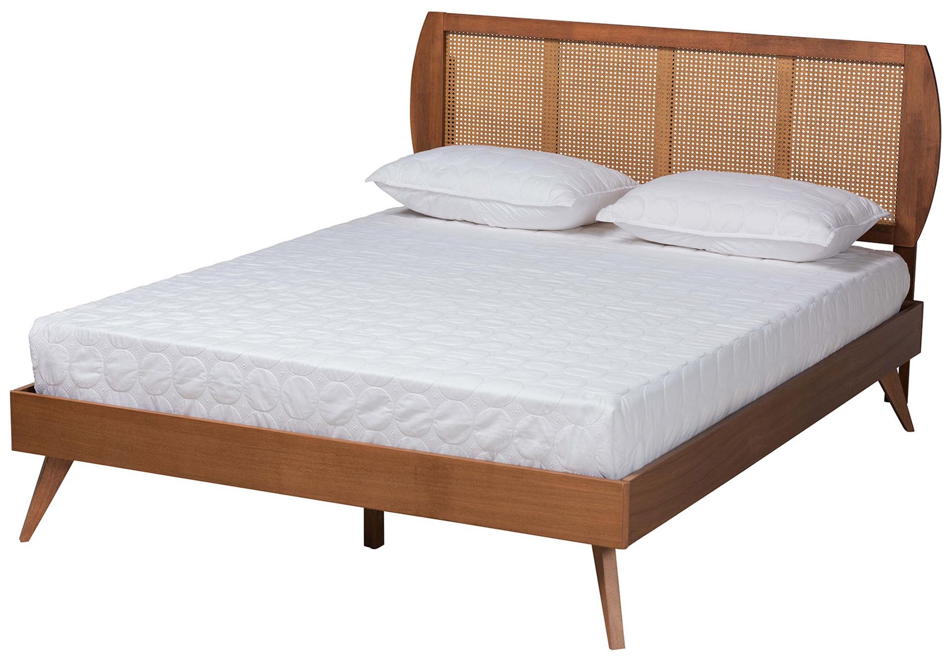 Image 3 Baxton Studio Asami Wood and Woven Rattan Full Size 4-Piece Bedroom Set more views