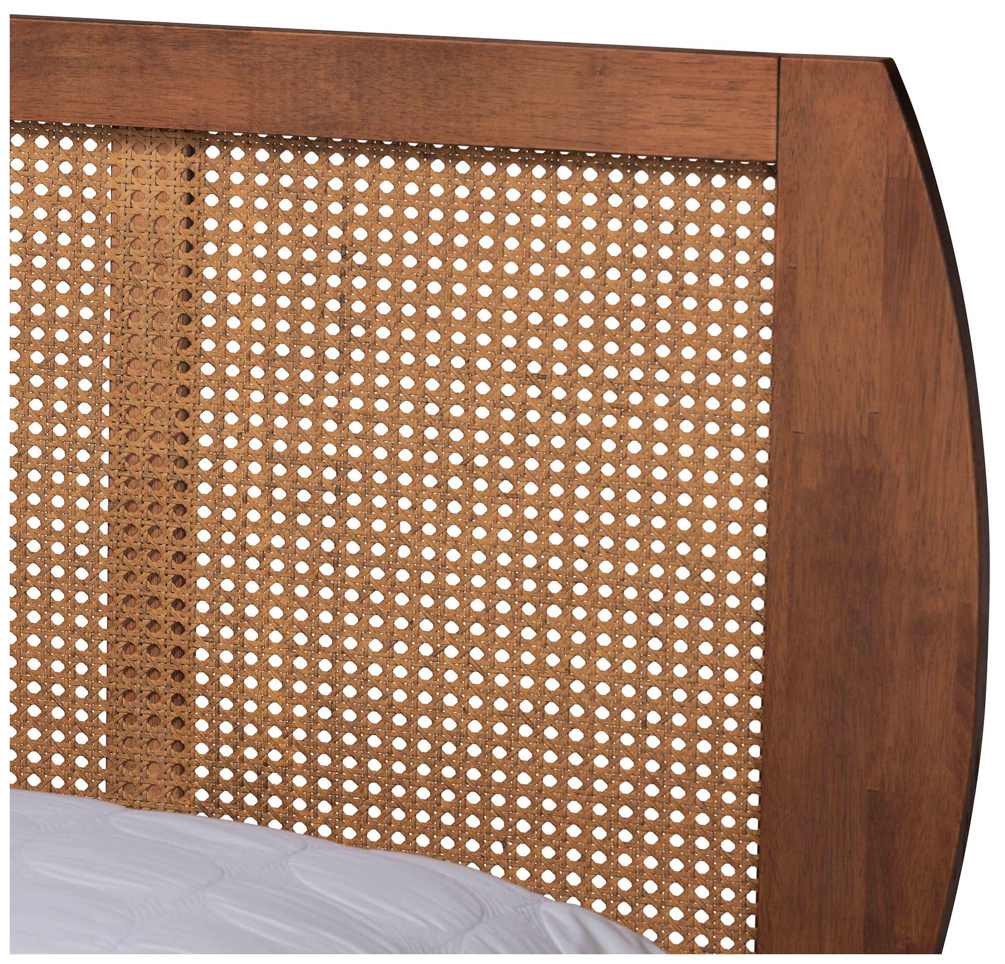 Baxton Studio Asami Wood and Woven Rattan Full Size 4-Piece Bedroom Set