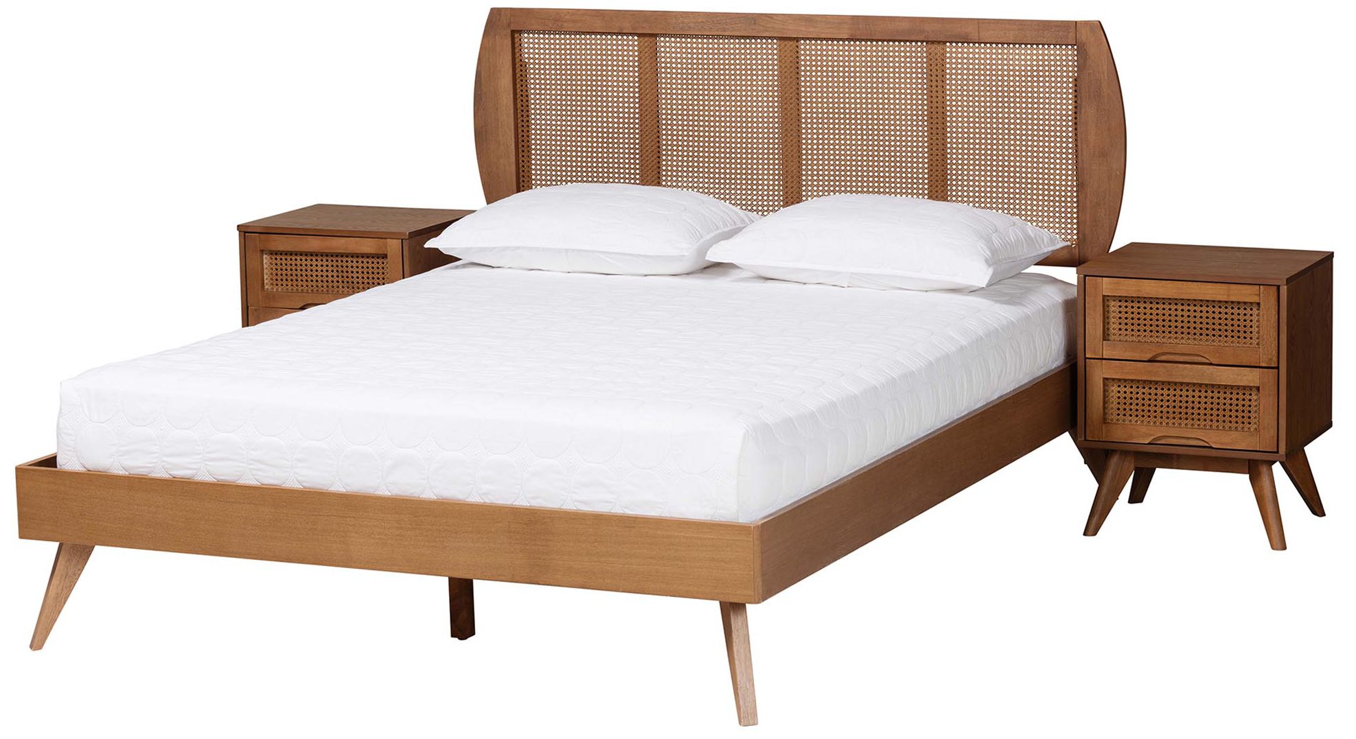 Thumbnail2 of Baxton Studio Asami Wood and Woven Rattan King Size 3-Piece Bedroom Set