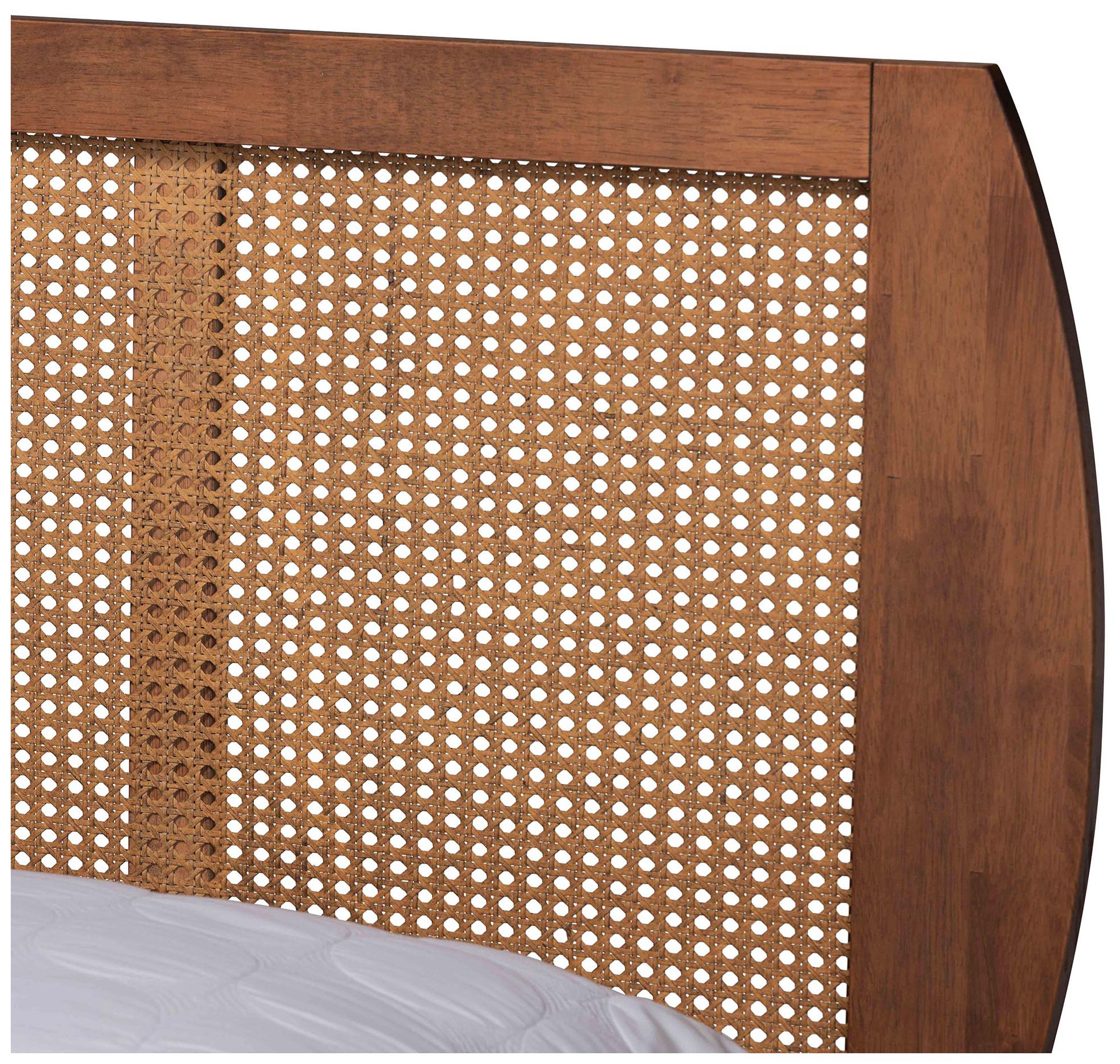 Baxton Studio Asami Wood and Woven Rattan King Size 3-Piece Bedroom Set