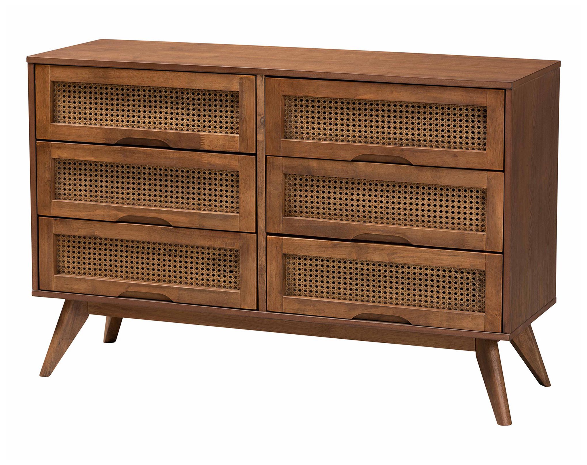 Image 6 Baxton Studio Asami Wood and Woven Rattan Queen Size 5-Piece Bedroom Set more views