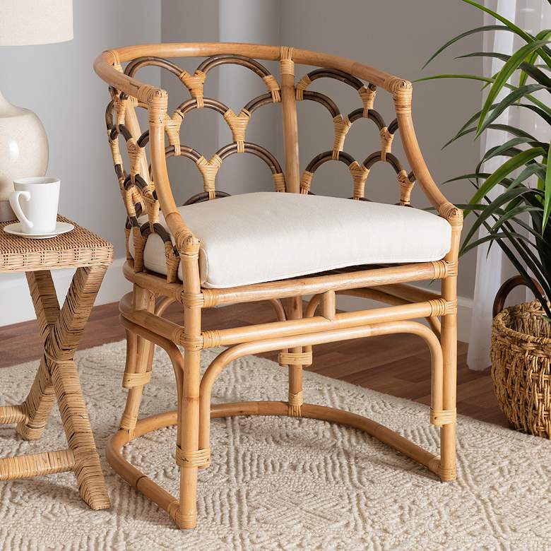 Image 1 Baxton Studio Aster Natural Brown Rattan Accent Armchair