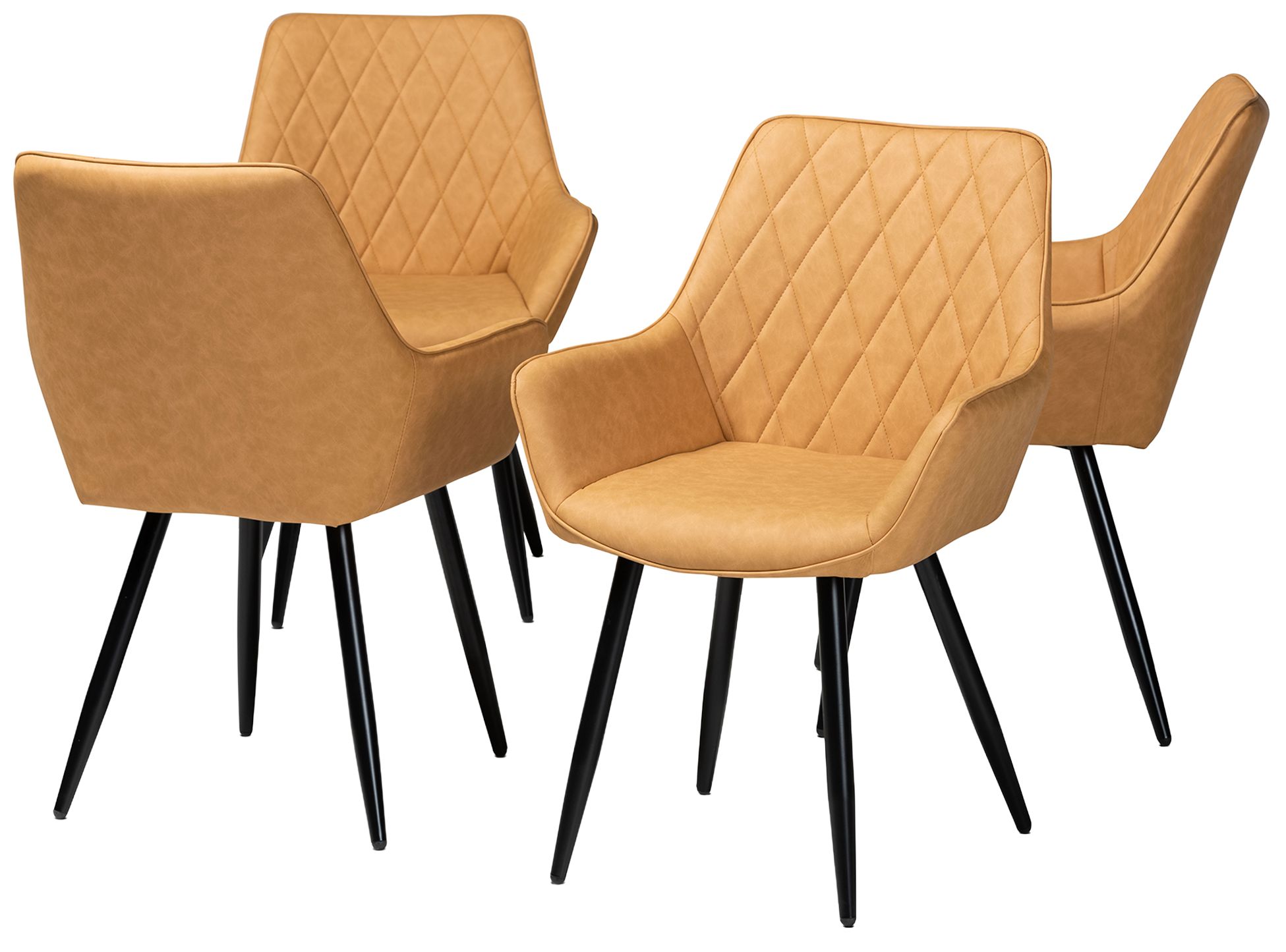 Image 2 Baxton Studio Astrid Tan Faux Leather Upholstered 4-Piece Dining Chair Set