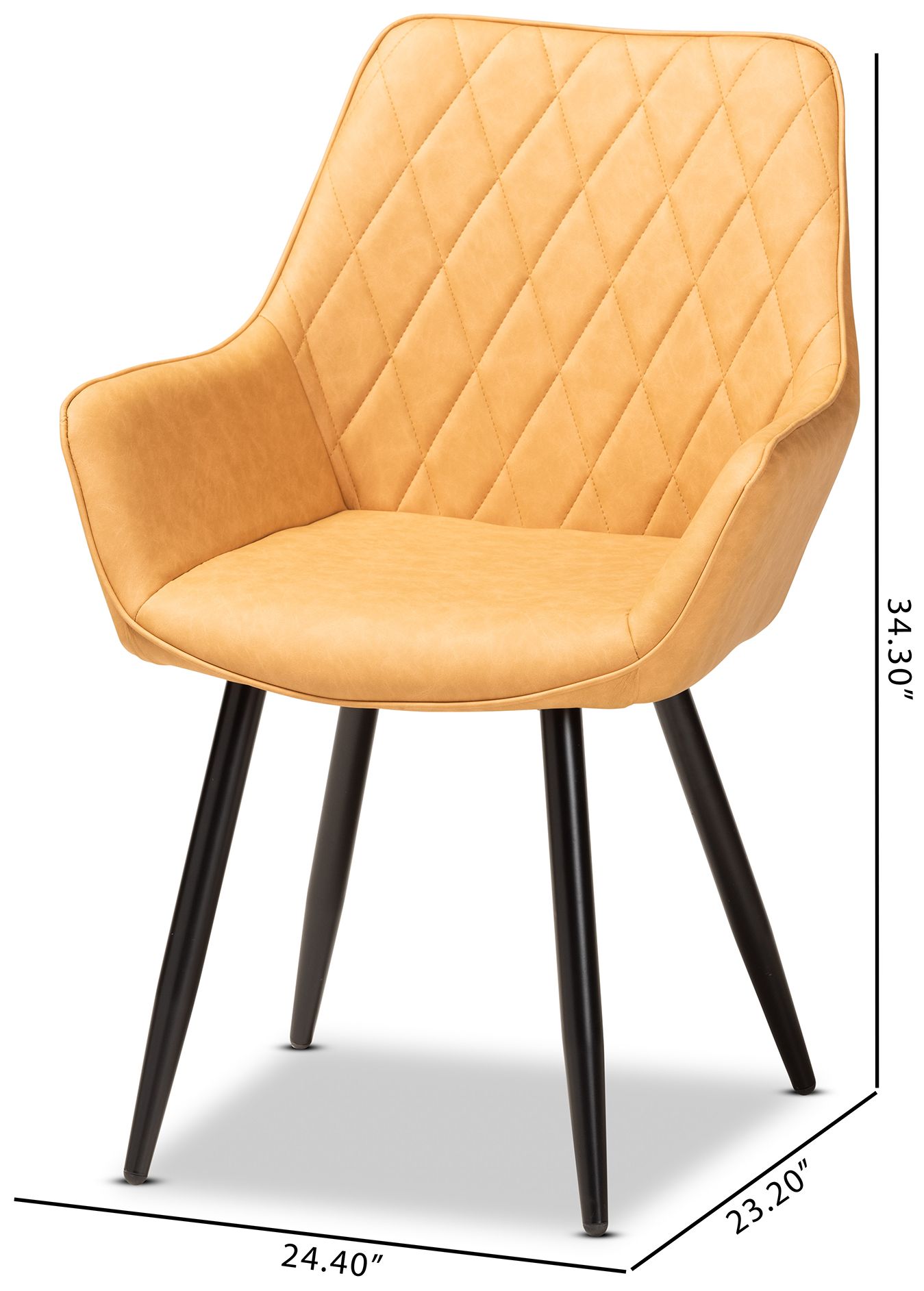 Baxton Studio Astrid Tan Faux Leather Upholstered 4-Piece Dining Chair Set