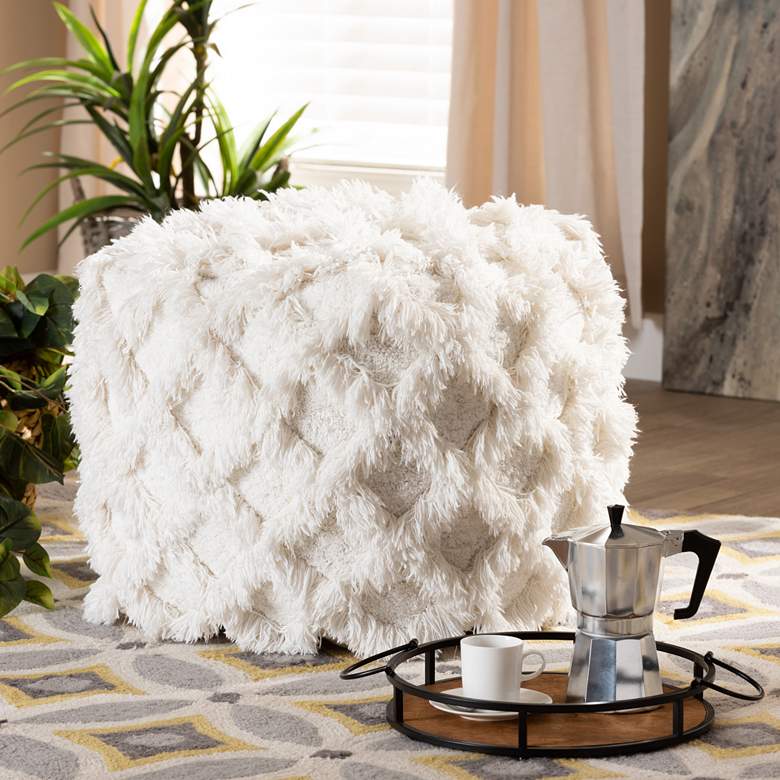 Image 1 Baxton Studio Asuka Ivory Moroccan Inspired Pouf Ottoman