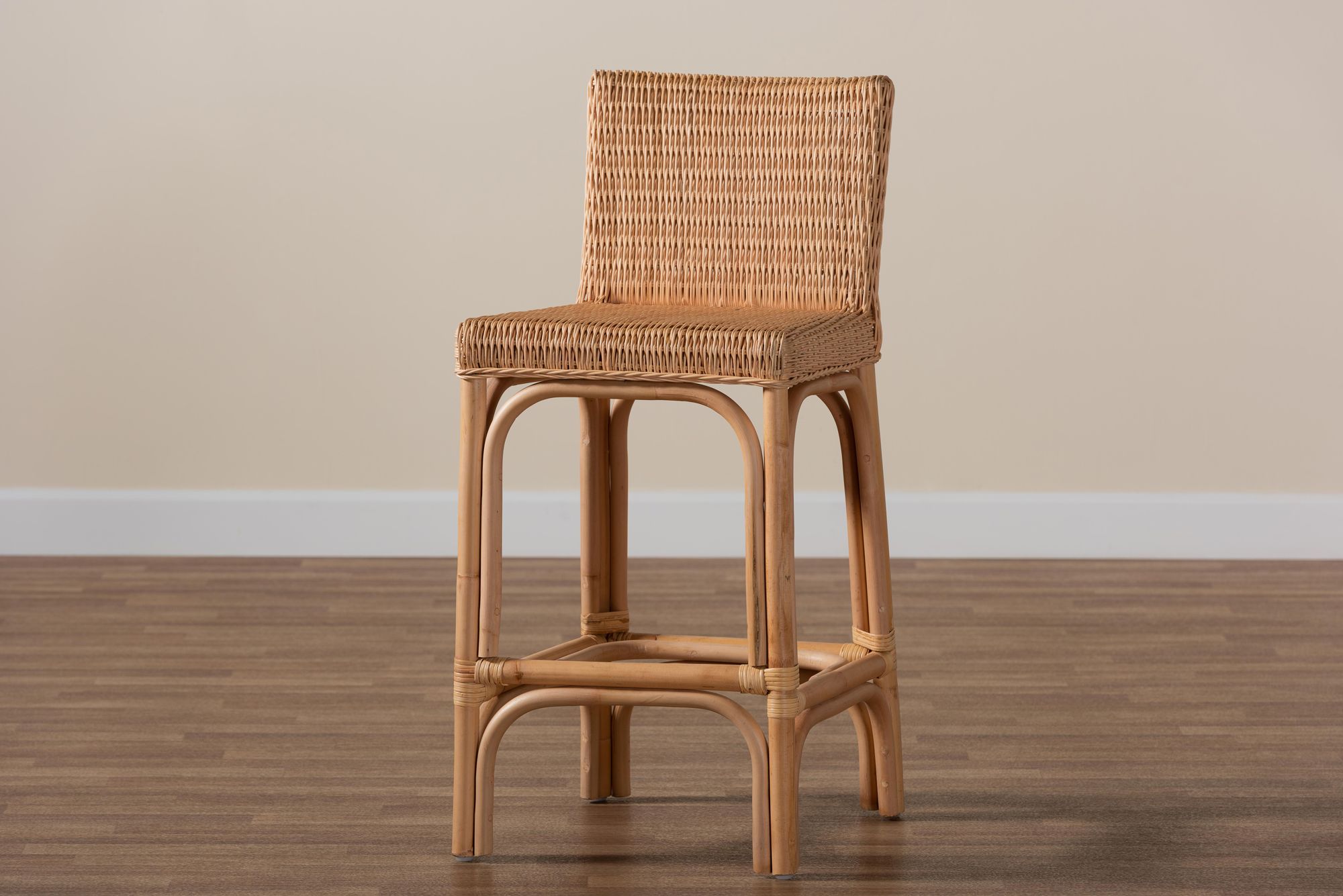 Baxton Studio Athena 26 3/4" Natural Rattan Counter Stool