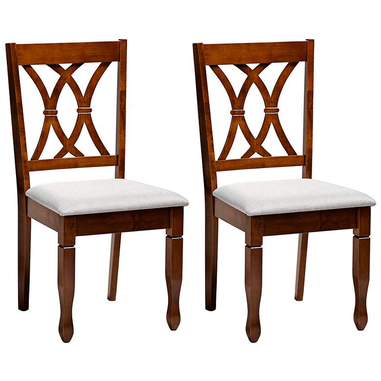 Image 2 Baxton Studio Augustine Grey Fabric Upholstered 2-Piece Dining Chair Set