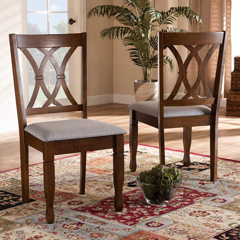 Image 1 Baxton Studio Augustine Grey Fabric Upholstered 2-Piece Dining Chair Set