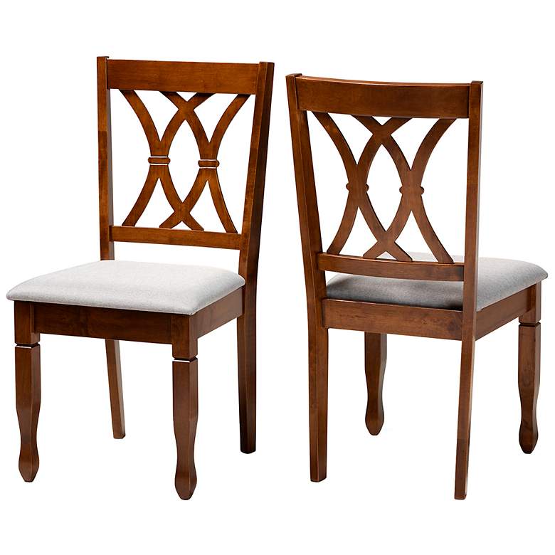 Image 4 Baxton Studio Augustine Grey Fabric Upholstered 2-Piece Dining Chair Set more views