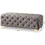 Baxton Studio Avara Gray Velvet Button Tufted Bench Ottoman