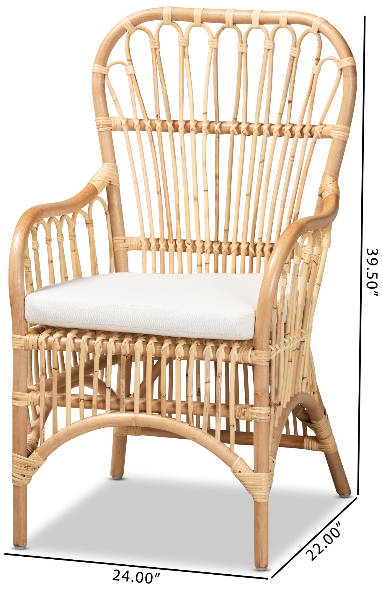 Baxton Studio Aya Natural Rattan Accent Armchair