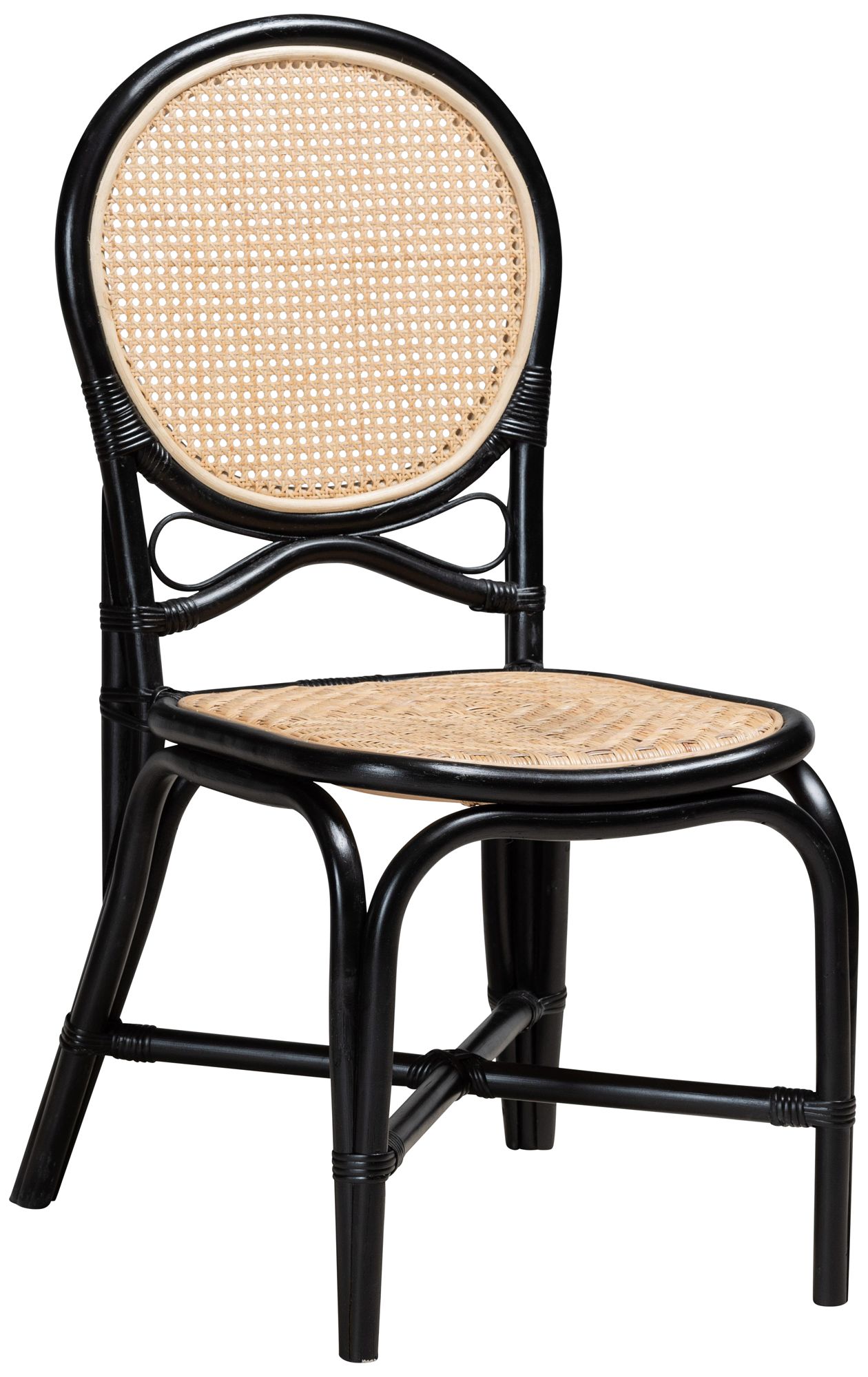 Baxton Studio Ayana Natural Brown Black Rattan Dining Chair