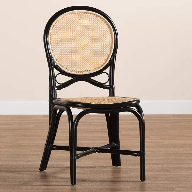 Image 1 Baxton Studio Ayana Natural Brown Black Rattan Dining Chair