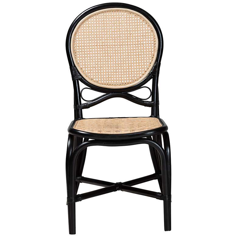 Image 6 Baxton Studio Ayana Natural Brown Black Rattan Dining Chair more views