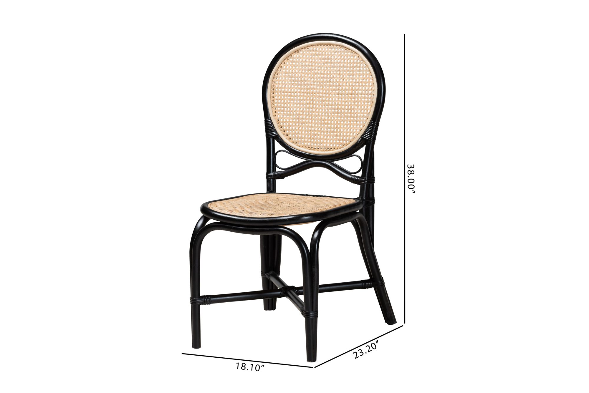 Baxton Studio Ayana Natural Brown Black Rattan Dining Chair