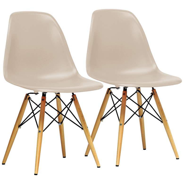 Image 1 Baxton Studio Azzo Beige Shell Wood Side Chair Set of 2